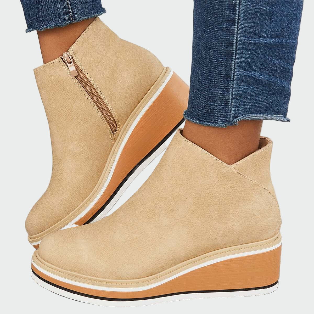 Dámské Ortopedické Kožené Botky Výjimečné s Platformou