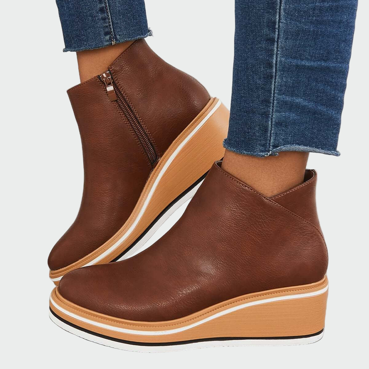 Dámské Ortopedické Kožené Botky Výjimečné s Platformou