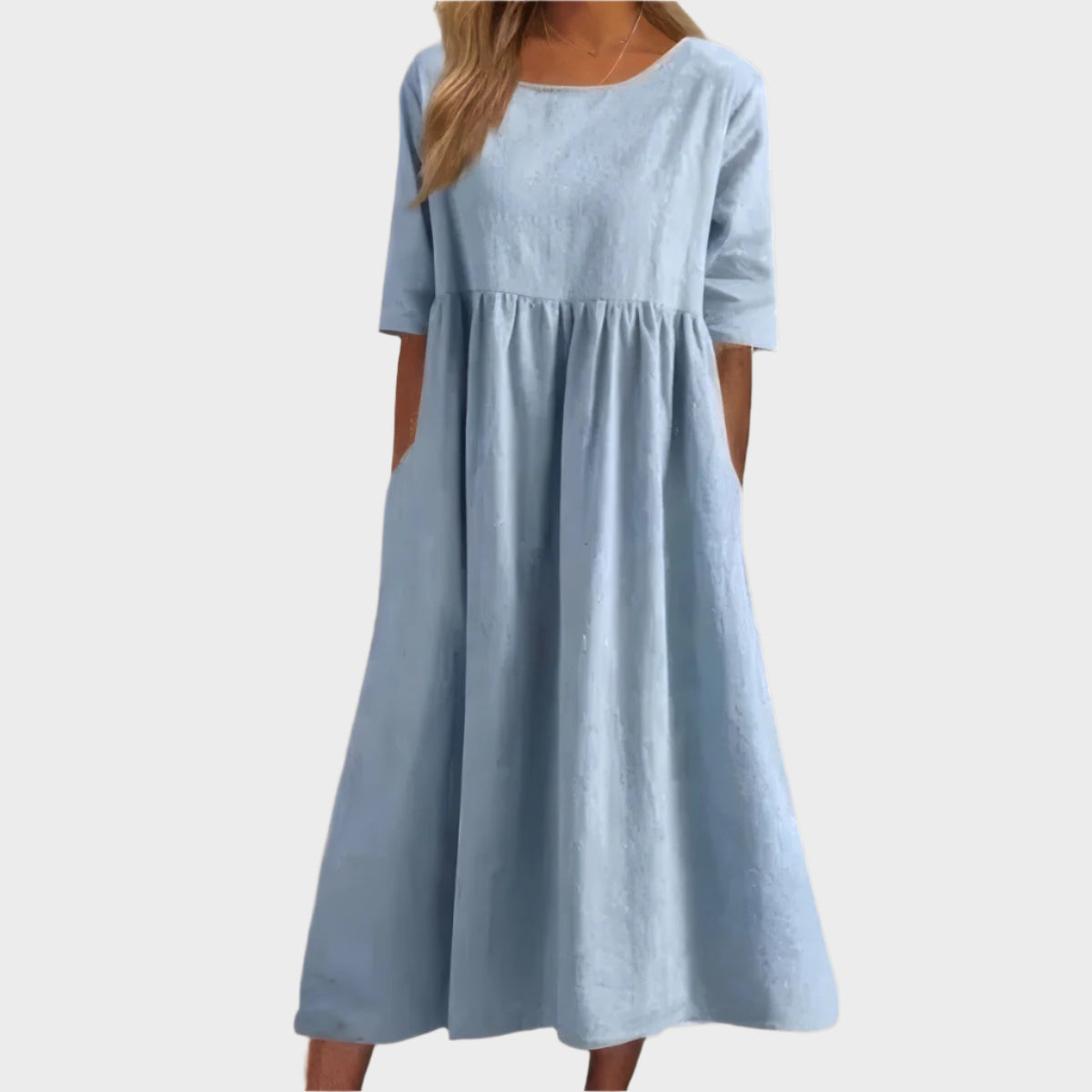 Lněné Šaty Exkluzivní Elegantní Modré Limitovaná Edice