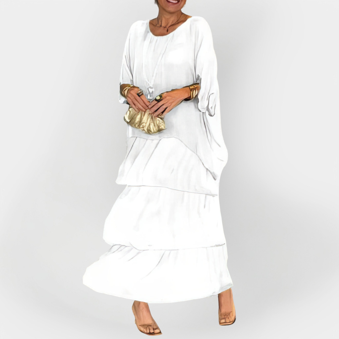 Šaty S Plisováním Efekt Dvojité Vrstvy Elegantní Kolekce