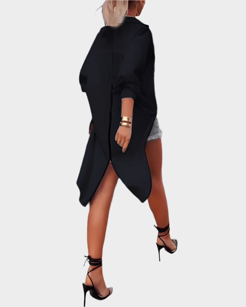 Košile s Rozparem po Bocích Elegantní Oversized Exkluzivní