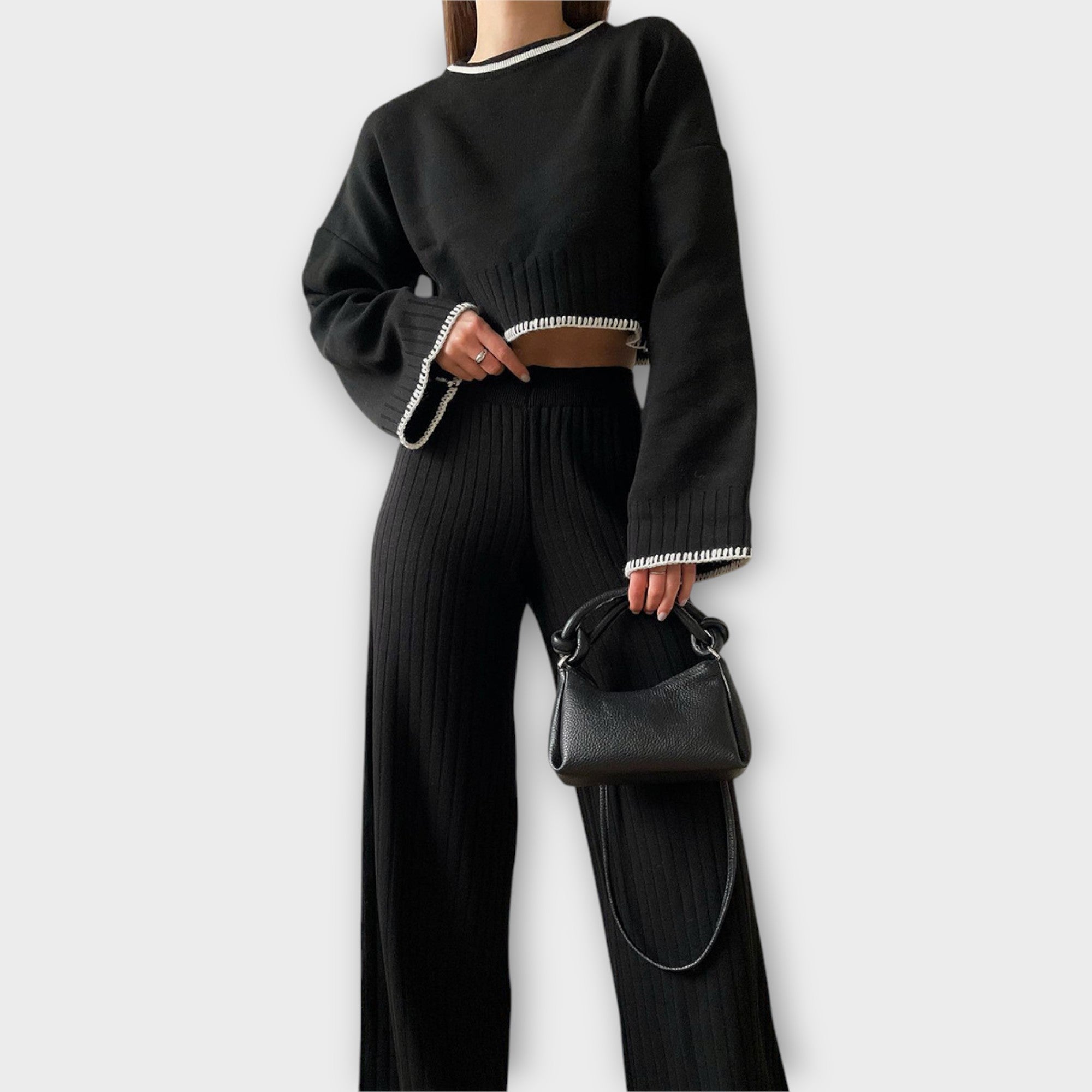 Pletený Set Se Zkrácenou Halenkou Z Luxusní Pleteniny