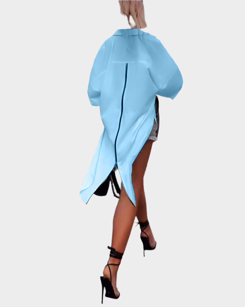Košile s Rozparem po Bocích Elegantní Oversized Exkluzivní