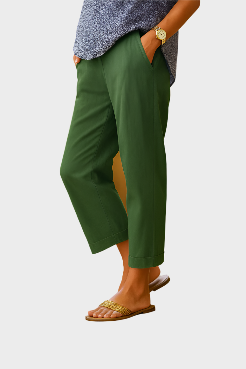 Bílé Lněné Bavlněné Cropped Kalhoty Exkluzivní Kolekce