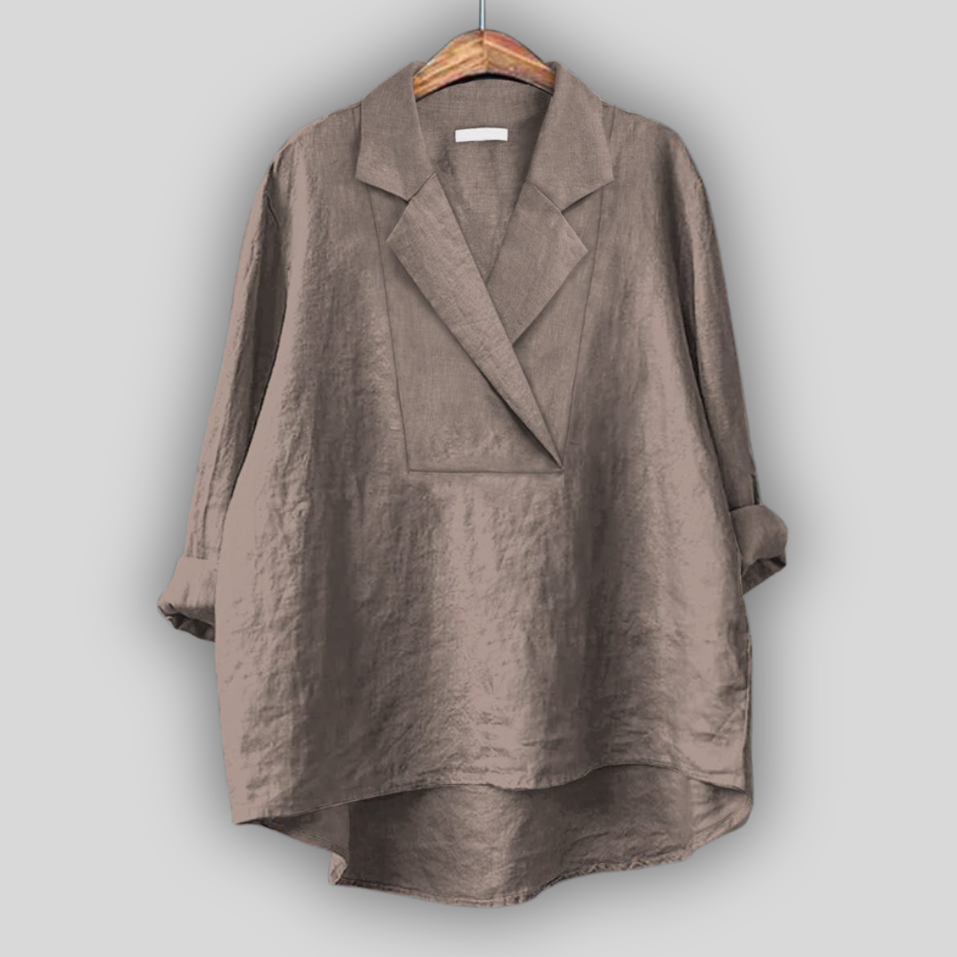 Lněná Halenka Exkluzivní Kolekce S V Výstřihem A Límem