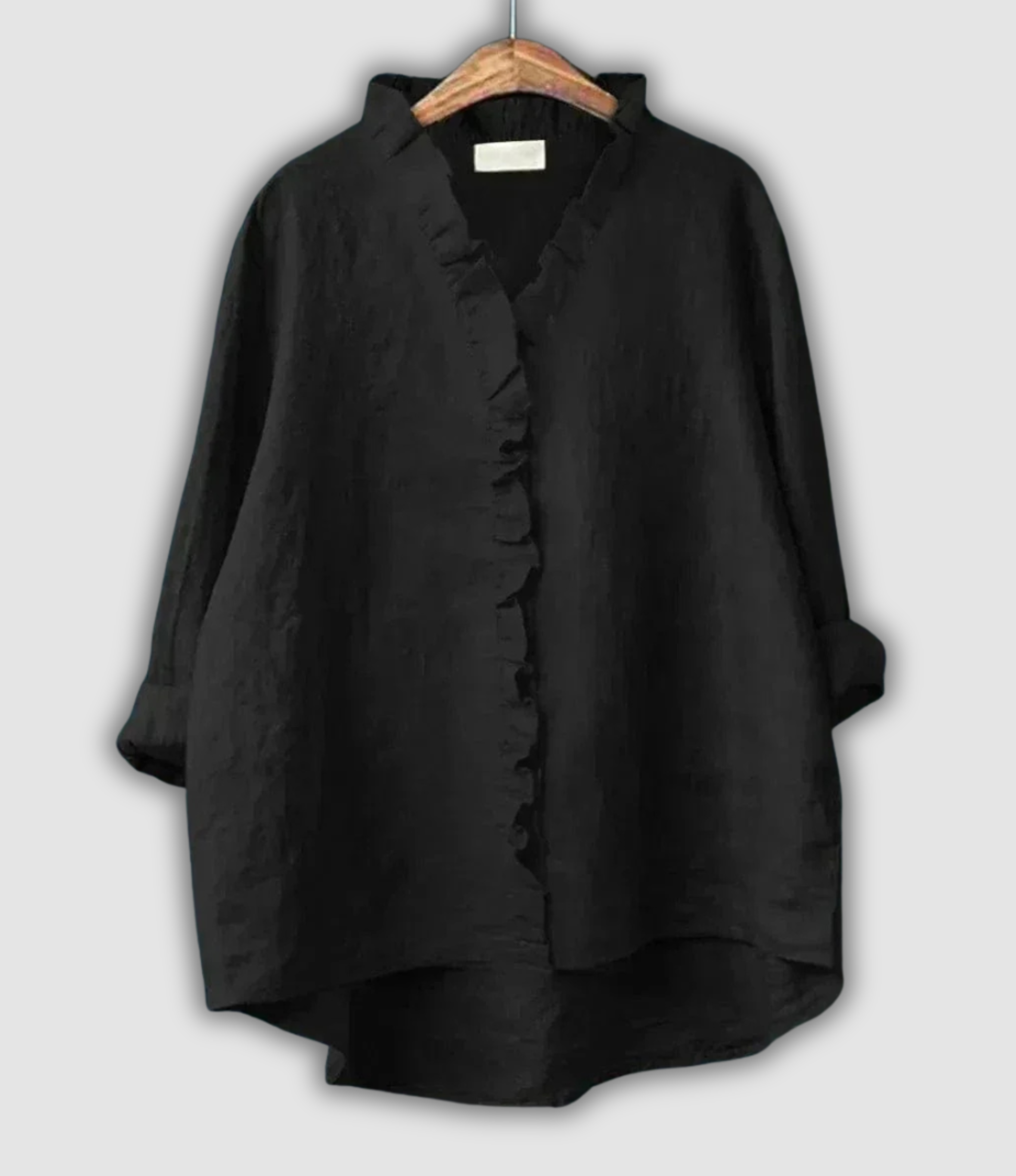 Lněná Halenka Hnědá S V Výstřihem A Volánem Pro Eleganci