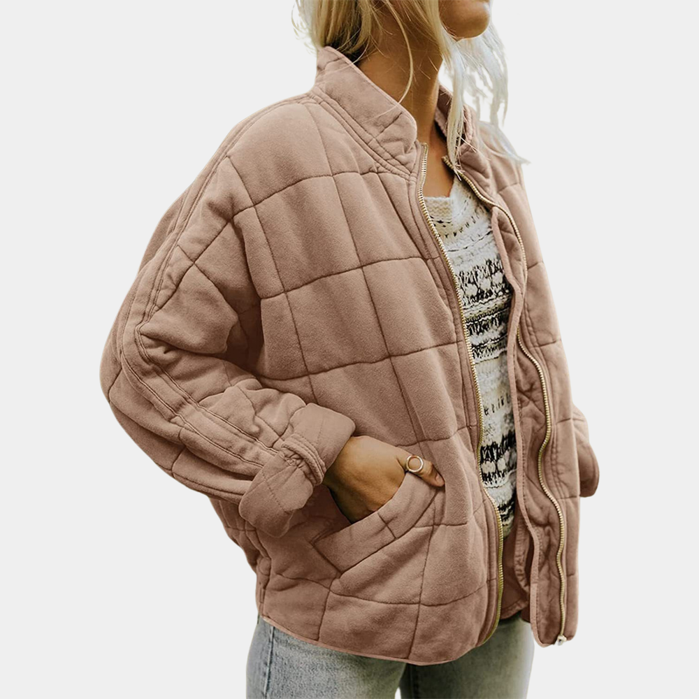Olivově Zelená Kapitone Bunda Oversize Exkluzivní Edice