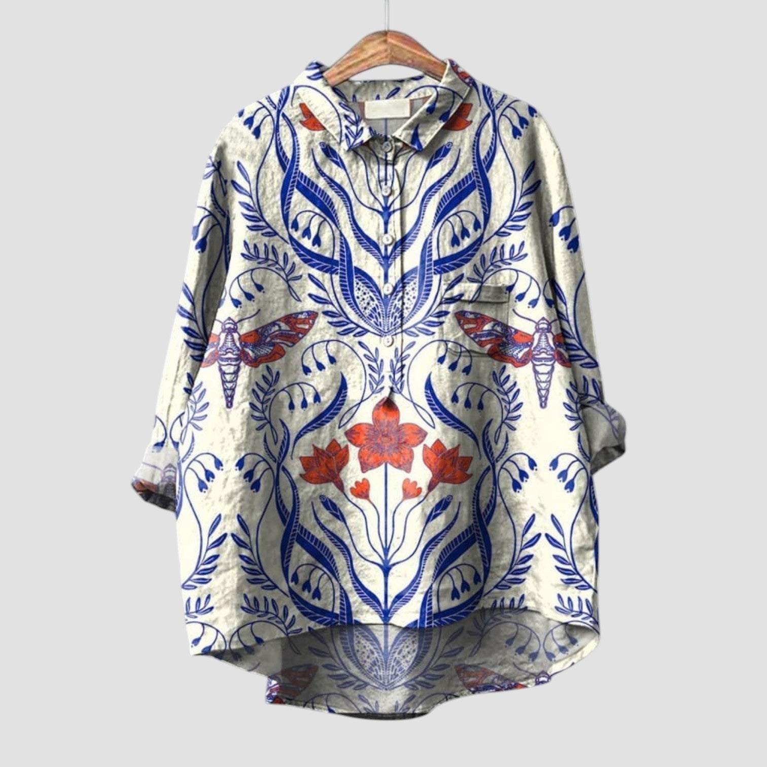 Exkluzivní Modrá Košile S Potiskem Psů Kolekce Vysoké Umění