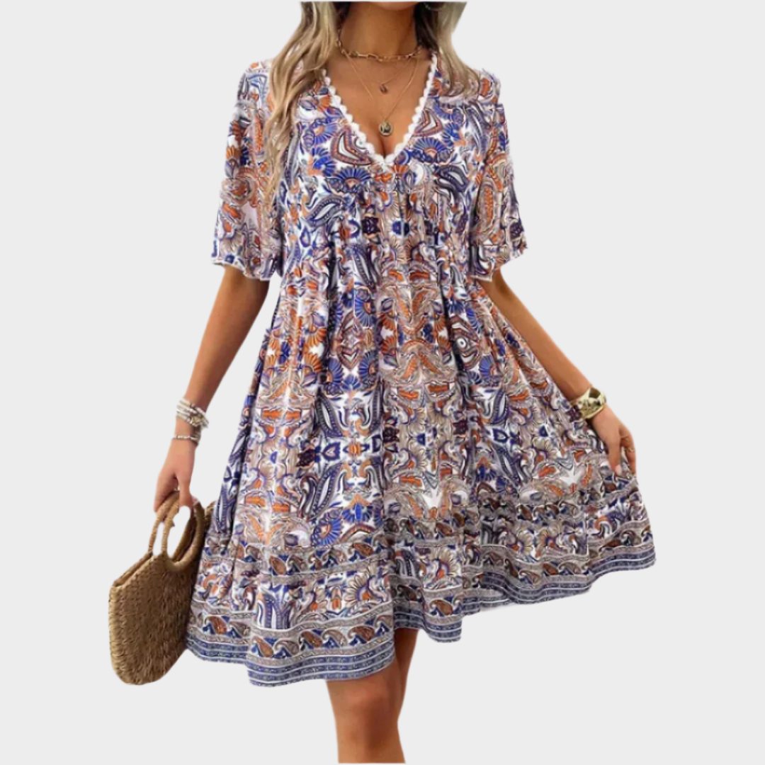Paisley Mini Šaty Boho Kolekce Exkluzivní Letní Pohoda