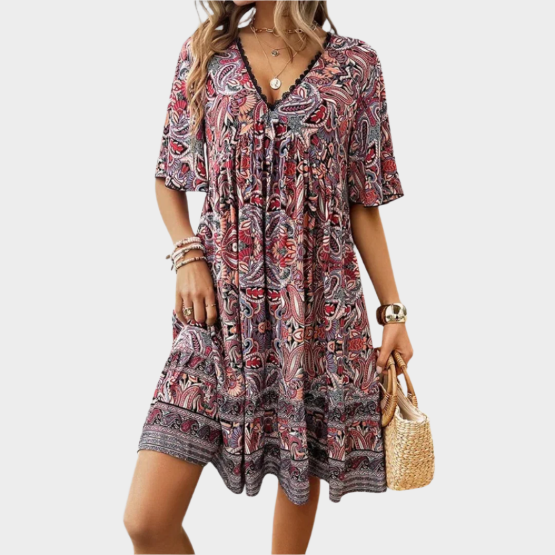 Paisley Mini Šaty Boho Kolekce Exkluzivní Letní Pohoda