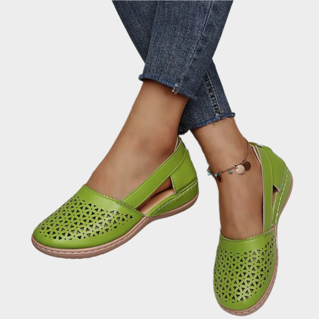 Anatomické Kožené Baletky S Geometrickým Vzorem Luxus