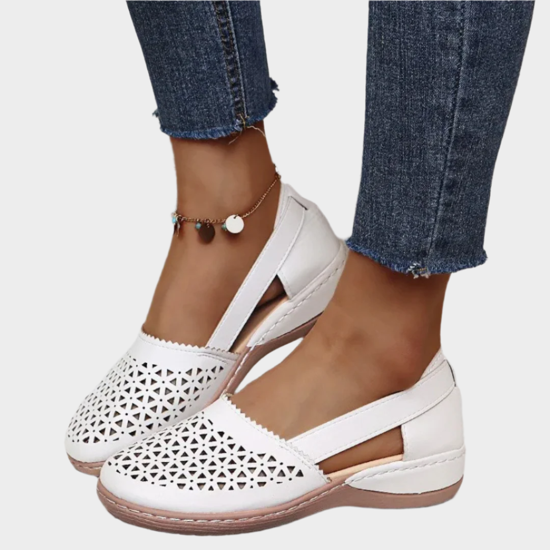 Anatomické Kožené Baletky S Geometrickým Vzorem Luxus