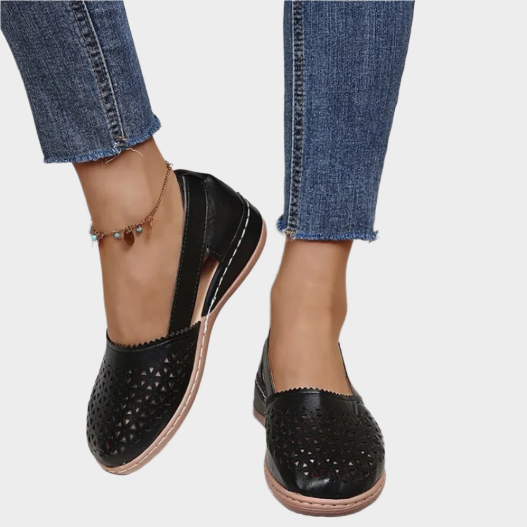 Anatomické Kožené Baletky S Geometrickým Vzorem Luxus