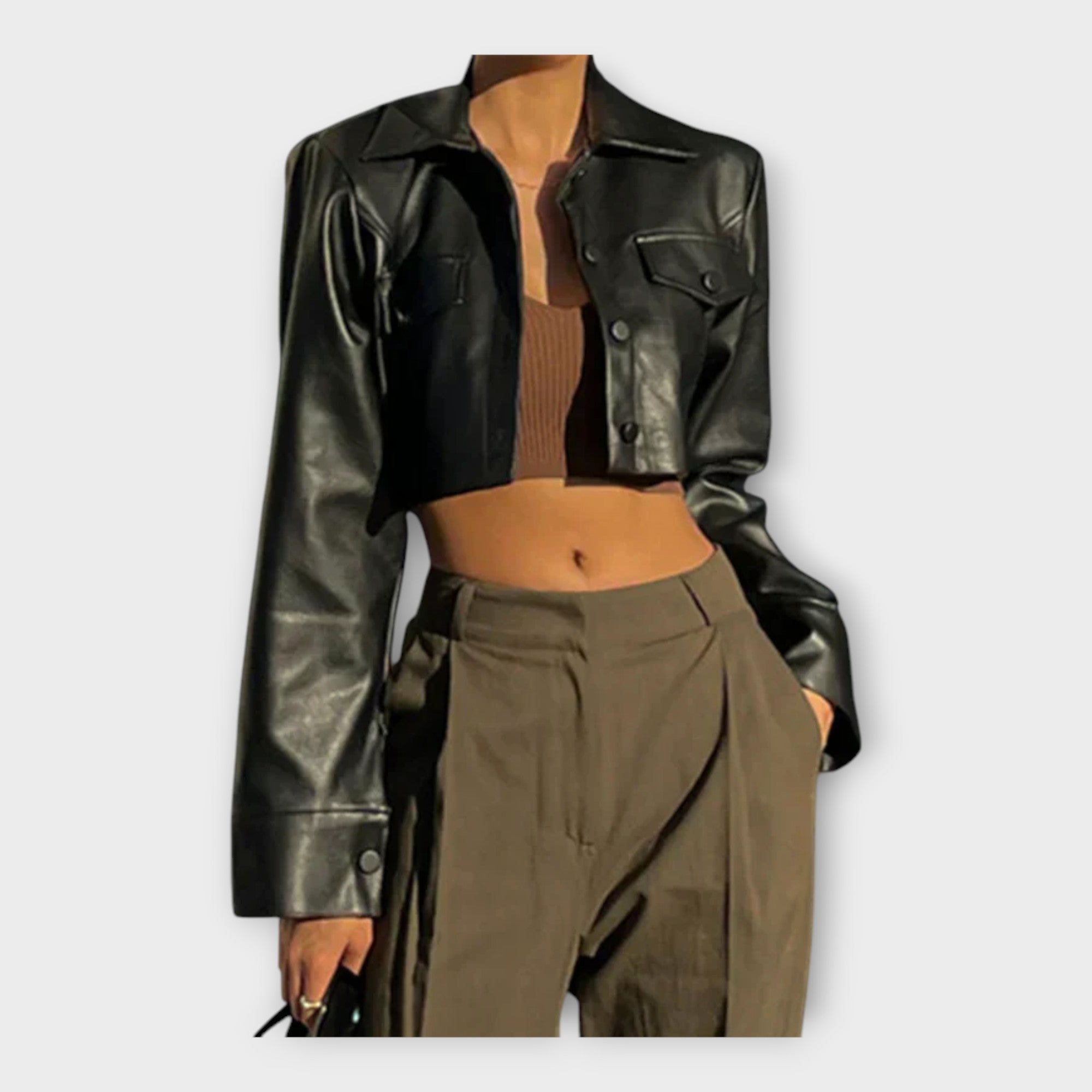 Luxusní Kožená Bunda Premium Kolekce S Kapsami Elegantně