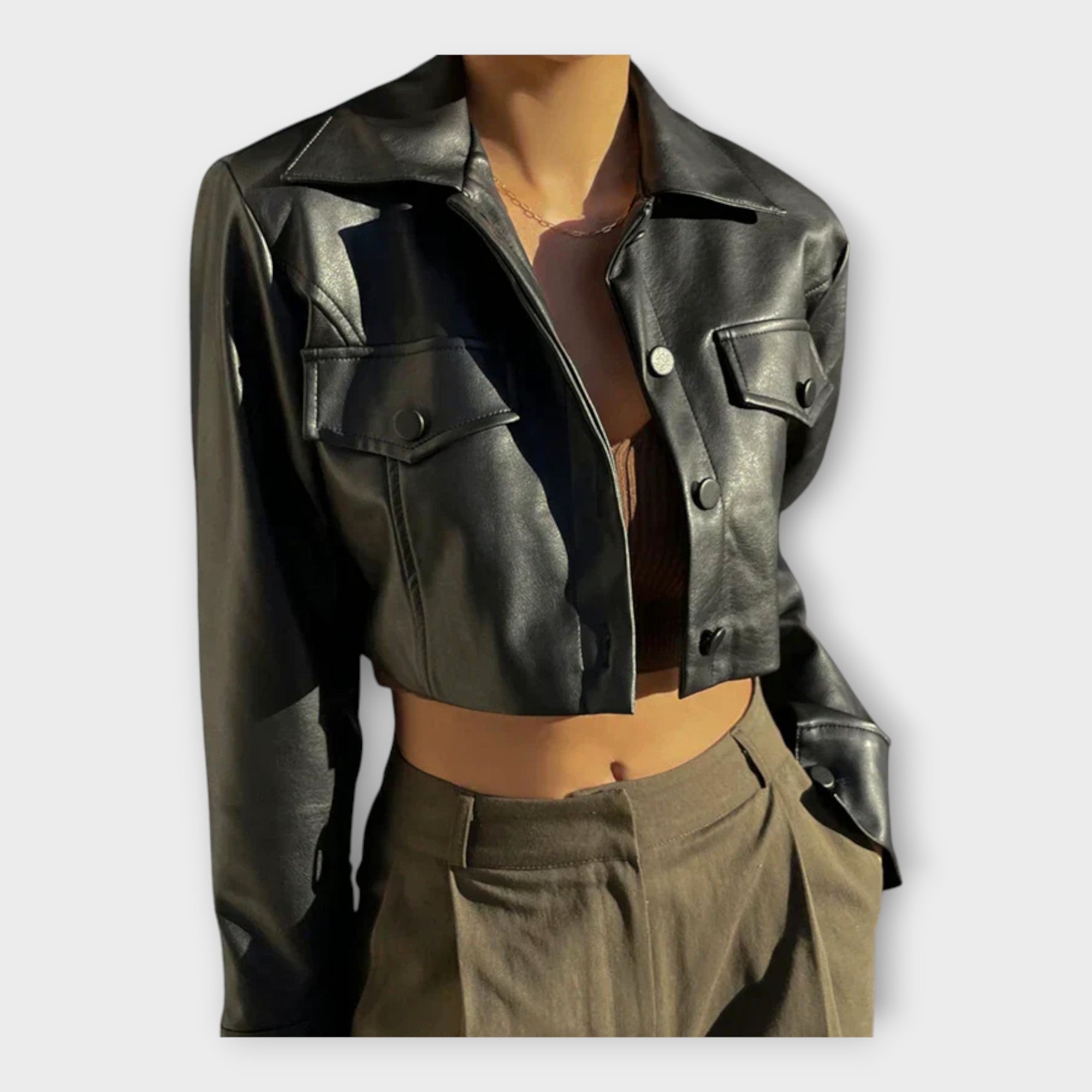 Luxusní Kožená Bunda Premium Kolekce S Kapsami Elegantně