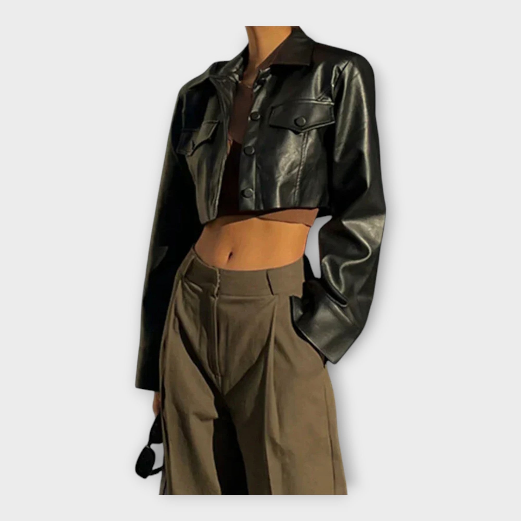 Luxusní Kožená Bunda Premium Kolekce S Kapsami Elegantně