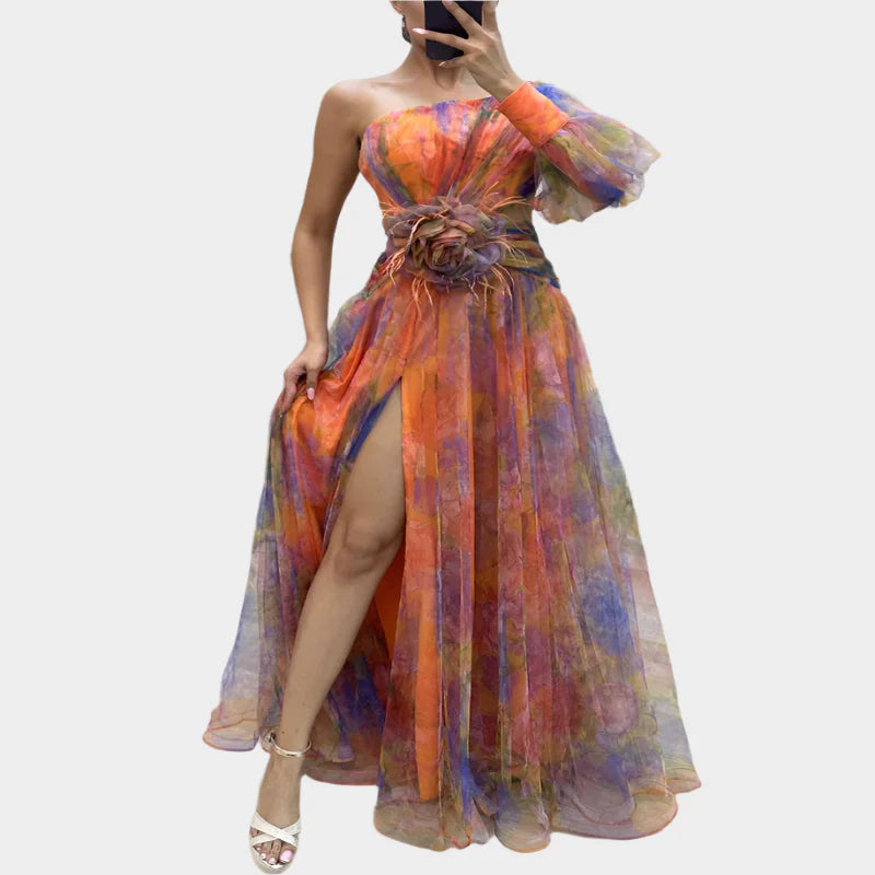 Luxus Mini Šaty S Halter Výstřihem A Nepravidelným Potiskem