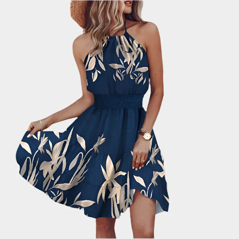 Luxus Mini Šaty S Halter Výstřihem A Nepravidelným Potiskem