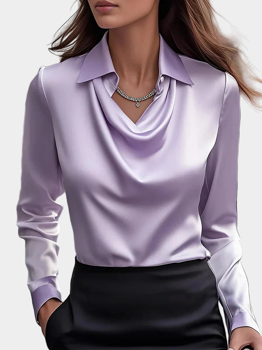 Saténová Halenka Drapáž Dekolt Luxusní Kousek Elegantní