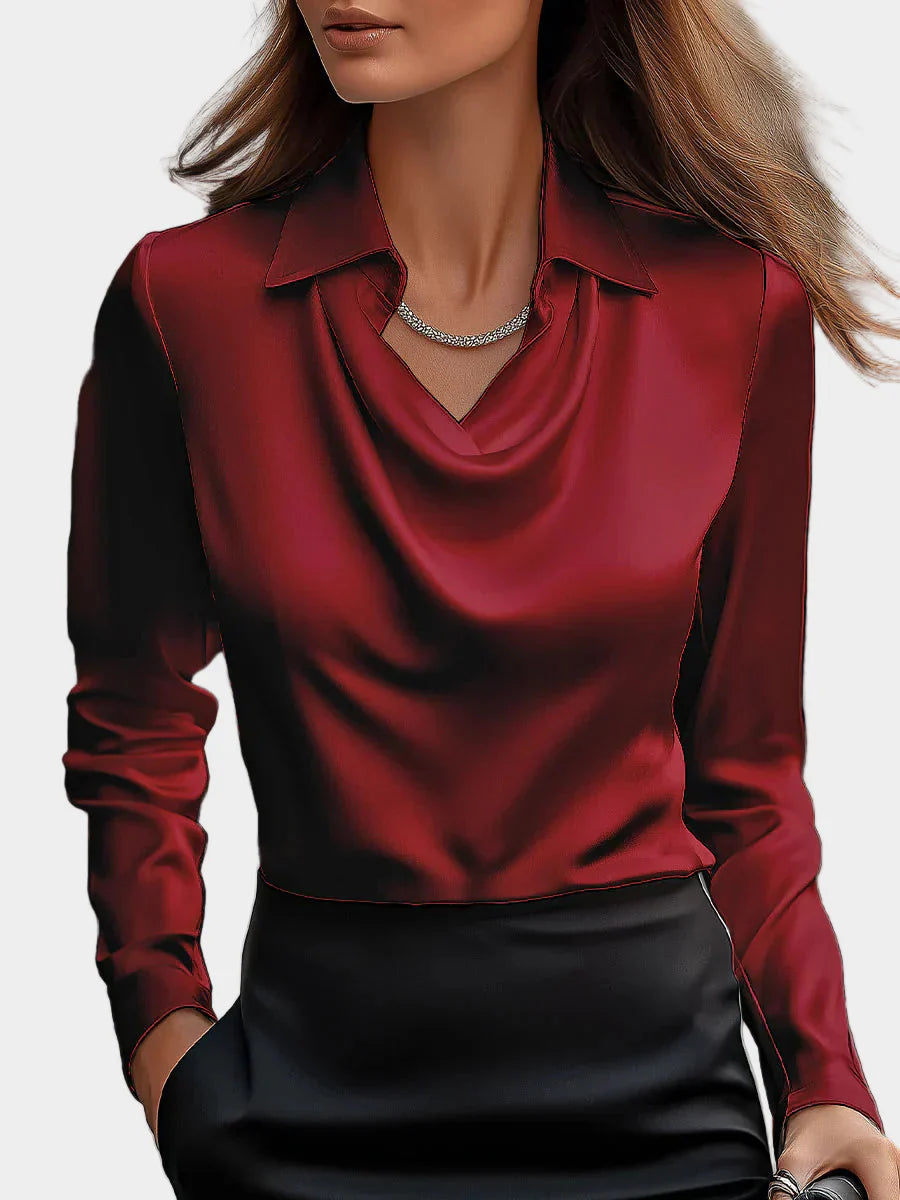 Saténová Halenka Drapáž Dekolt Luxusní Kousek Elegantní