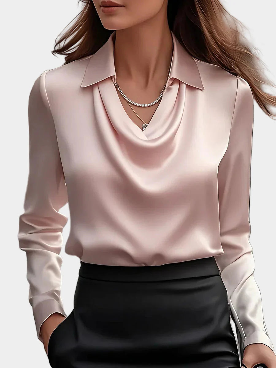 Saténová Halenka Drapáž Dekolt Luxusní Kousek Elegantní