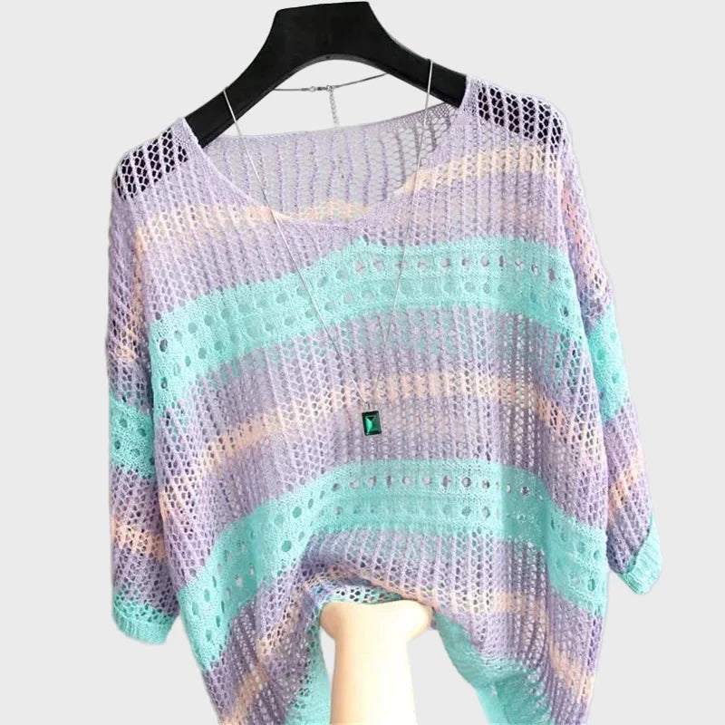 Elegantní Luxusní Pletený Top S Otevřeným Vzorem Exkluzivní