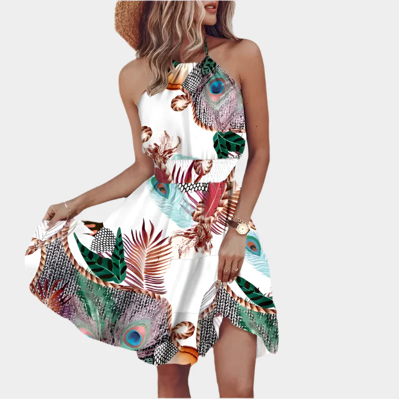 Luxus Mini Šaty S Halter Výstřihem A Nepravidelným Potiskem