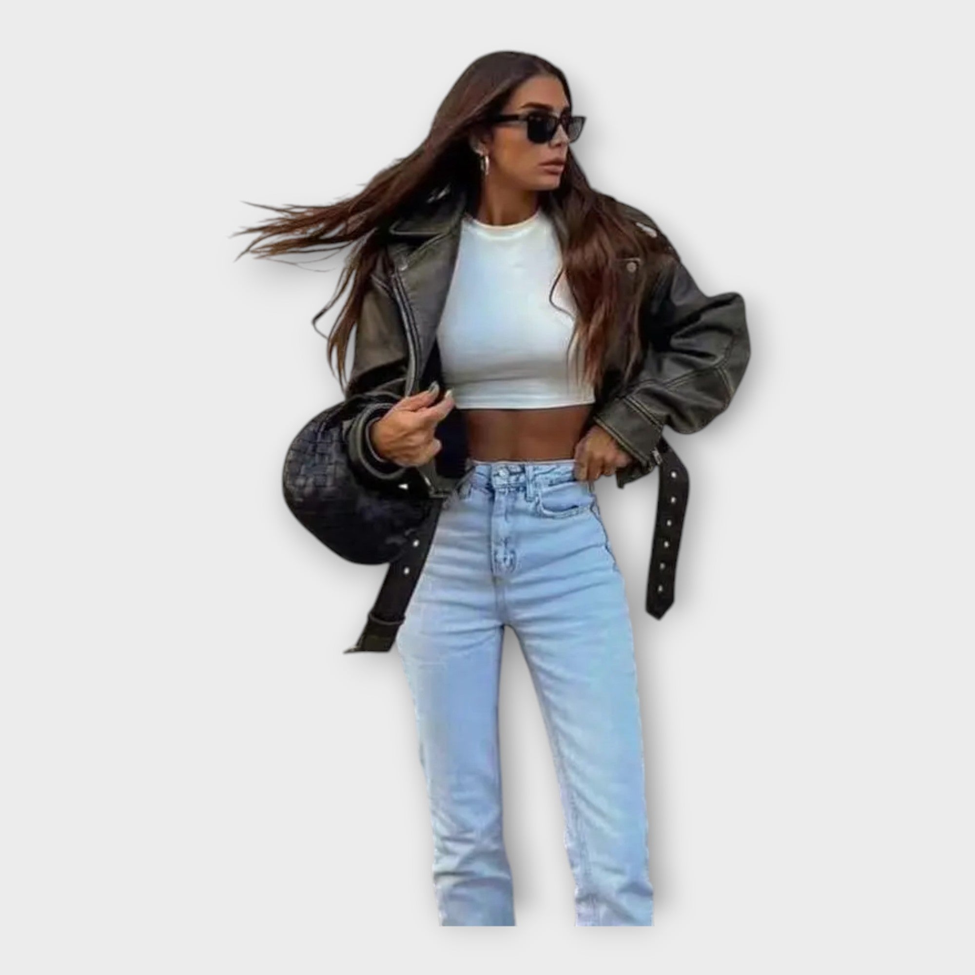 Luxusní Kožená Bunda S Páskem Exkluzivní Vzhled Kolekce