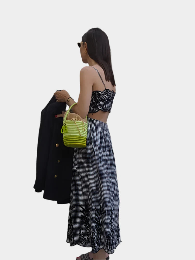 Šaty Gingham Kolekce Kárový Vzor Exkluzivní Pro Letní Dny