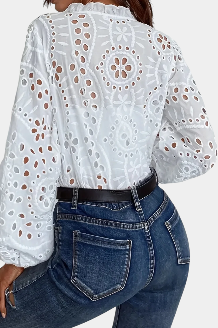 Alba Krajková Halenka S Výstřihem Do V Luxusní Střih