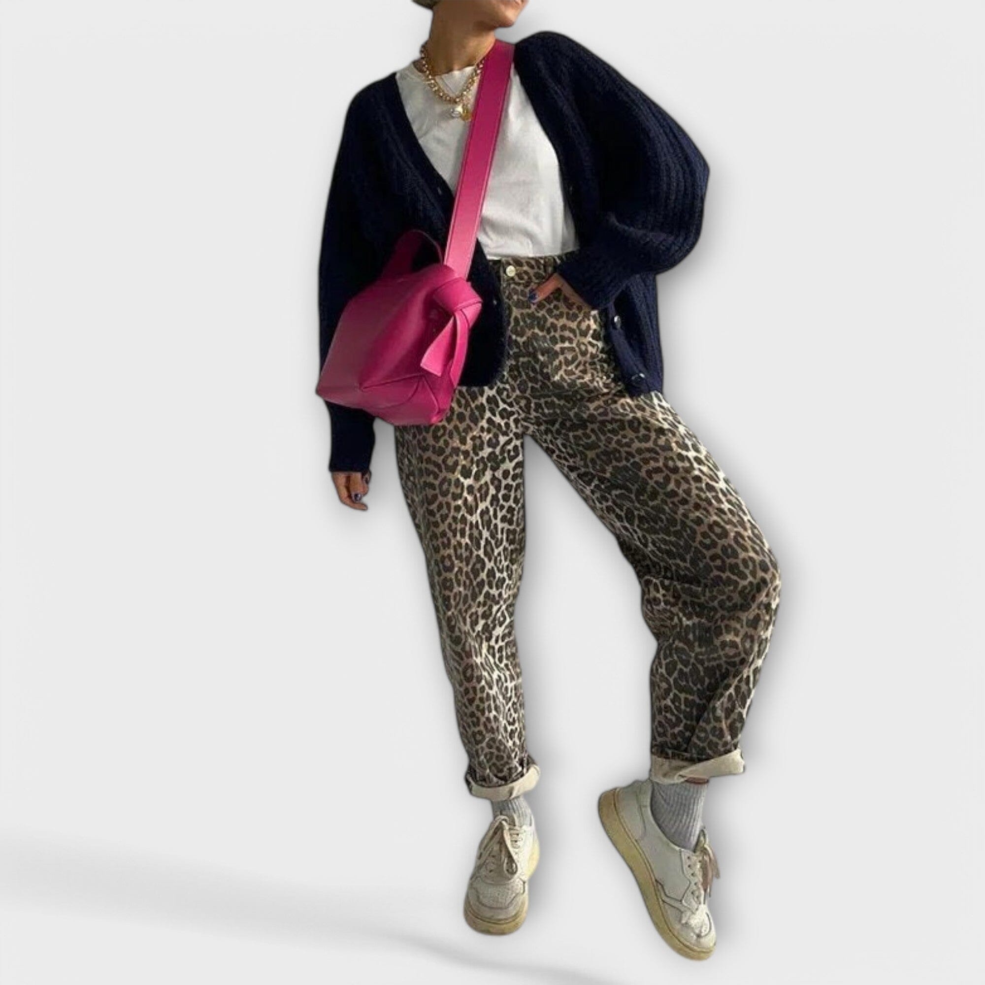 Chandra Jeans Vintage Leopardí Potisk Exkluzivní Edice
