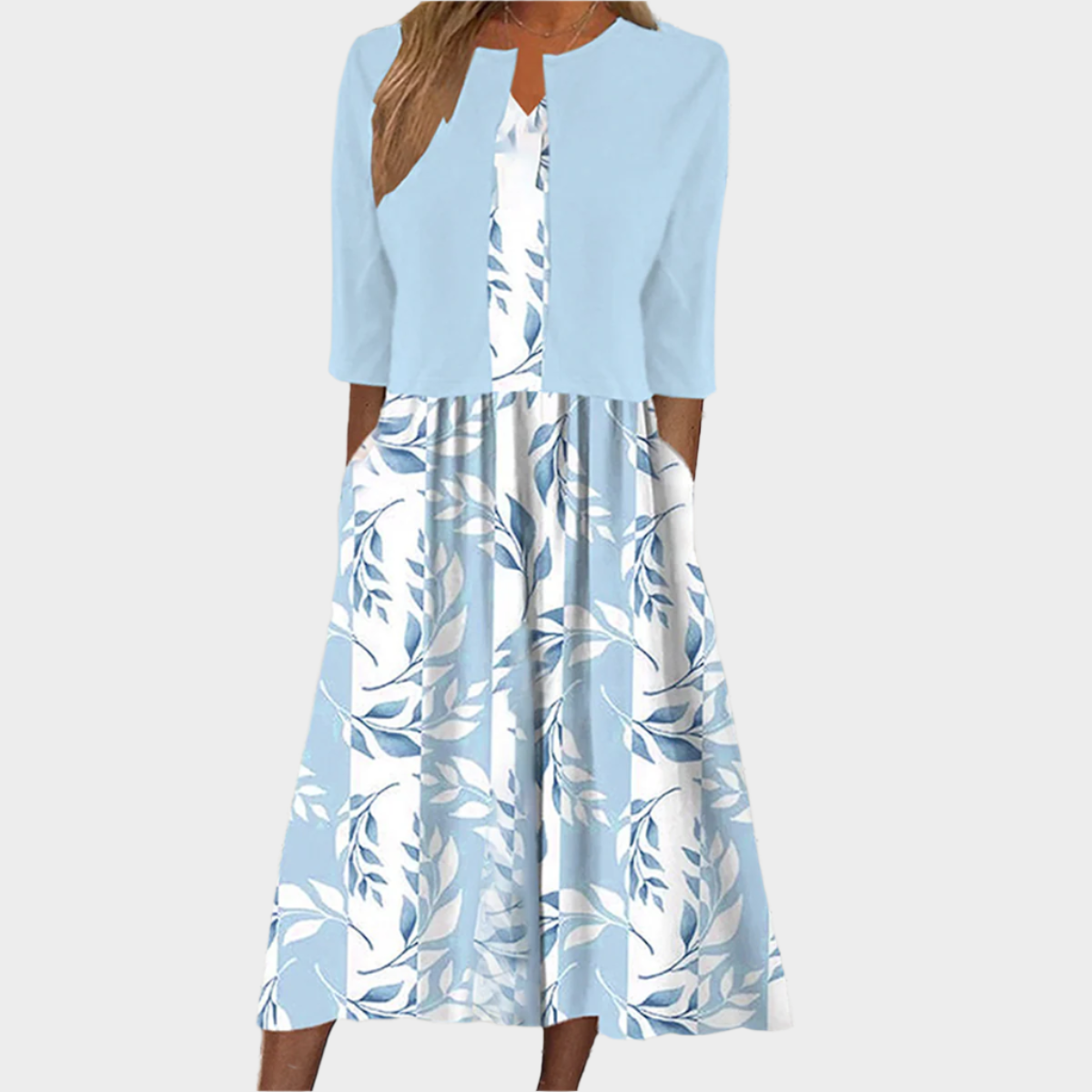 Modré Květinové Midi Šaty S Luxusním Bolerem Exkluzivní