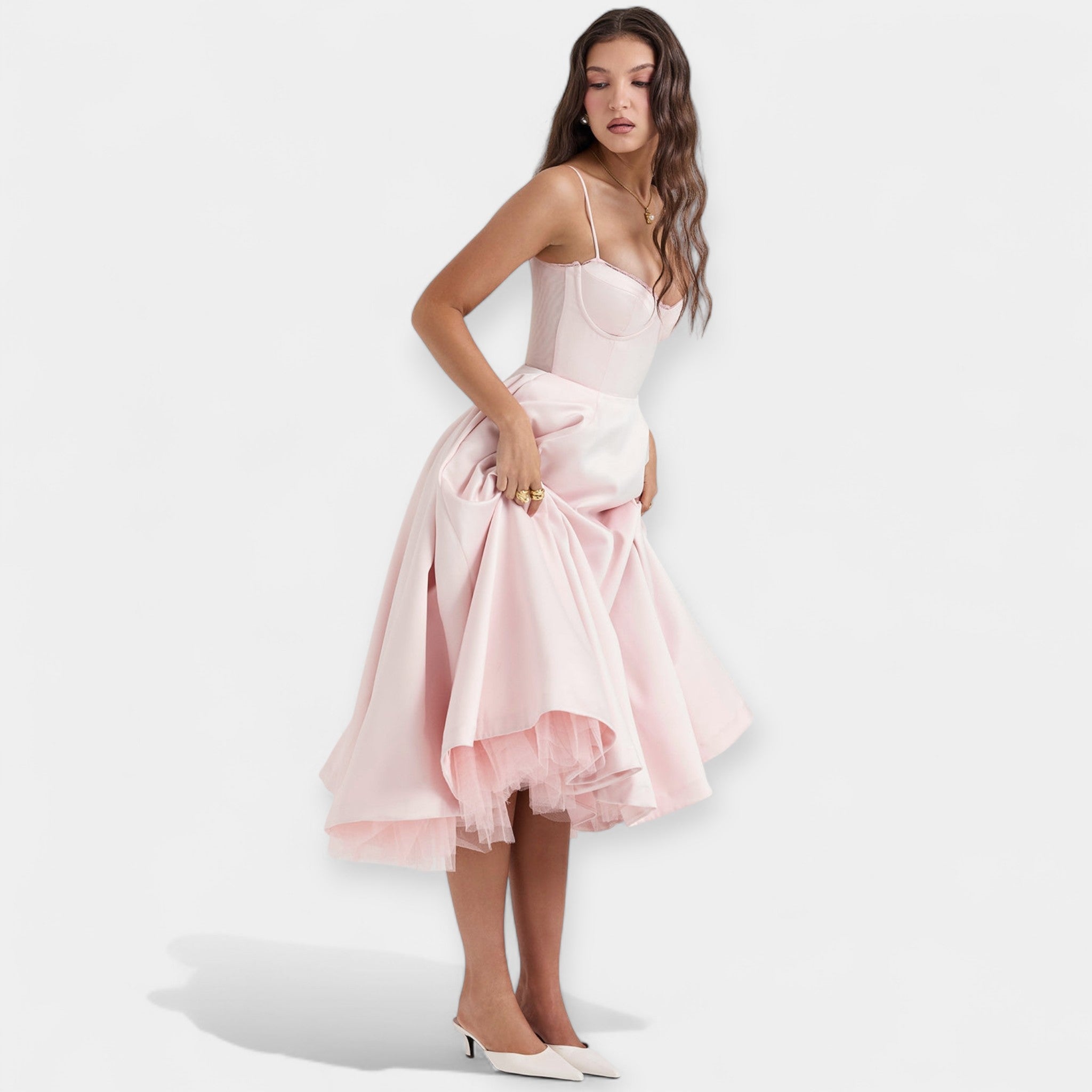 Midi Šaty Z Tylu Exkluzivní Kolekce Elegantní Dámské