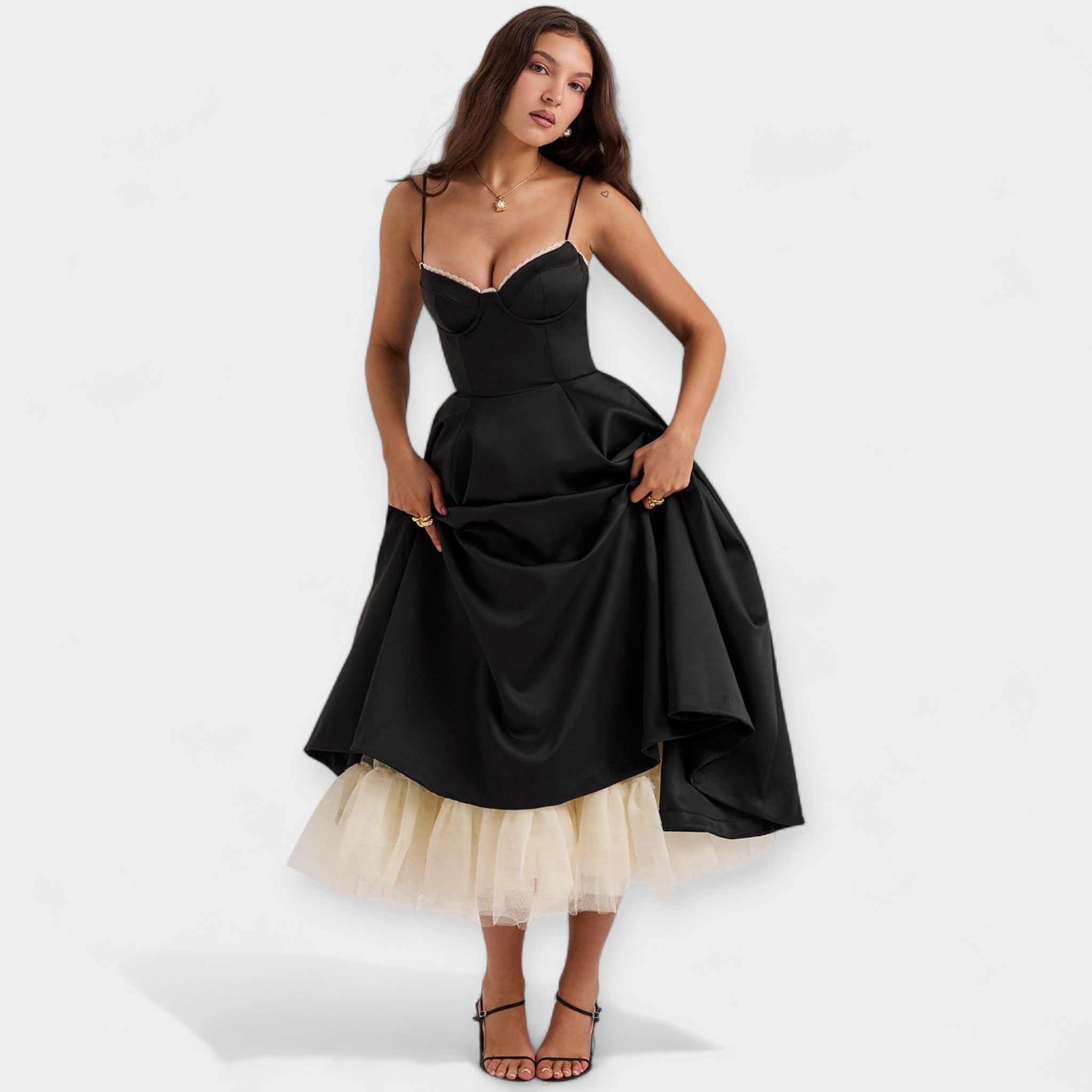 Midi Šaty Z Tylu Exkluzivní Kolekce Elegantní Dámské