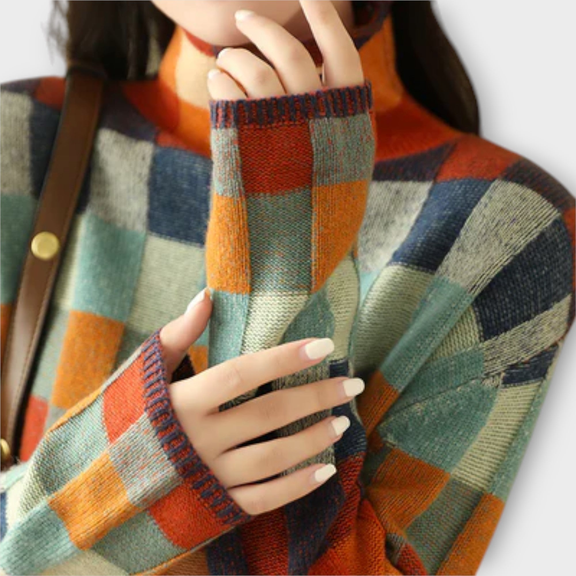 Erika Dámský Svetr Patchwork Exkluzivní Nadčasový Styl