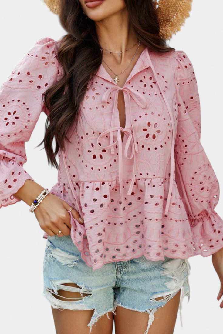Kayden Boho Krajkový Top se Splývavým Lehkým Střihem Edice