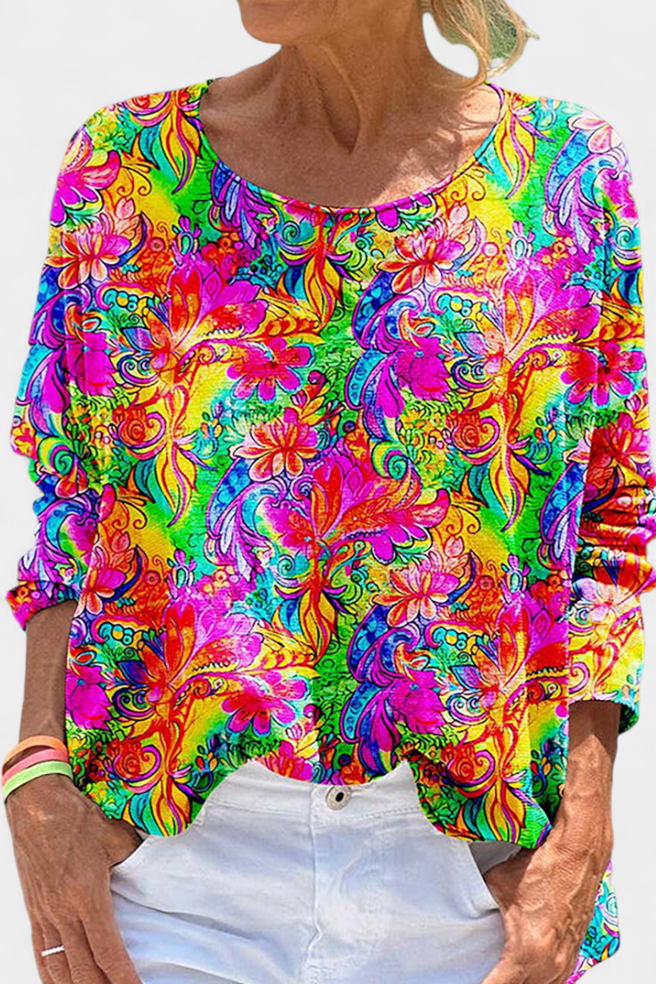 Omari Halenka Volná Boho Retro Vzor Exkluzivní Kousek