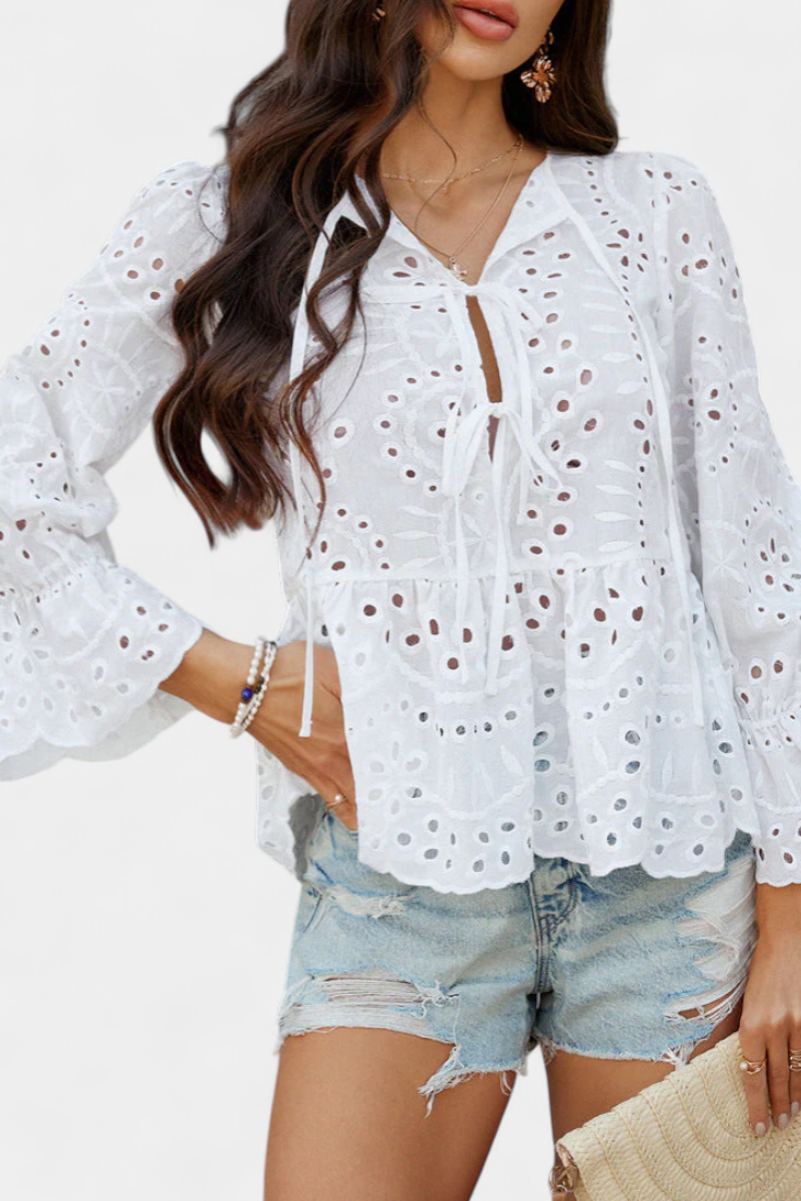 Kayden Boho Krajkový Top se Splývavým Lehkým Střihem Edice