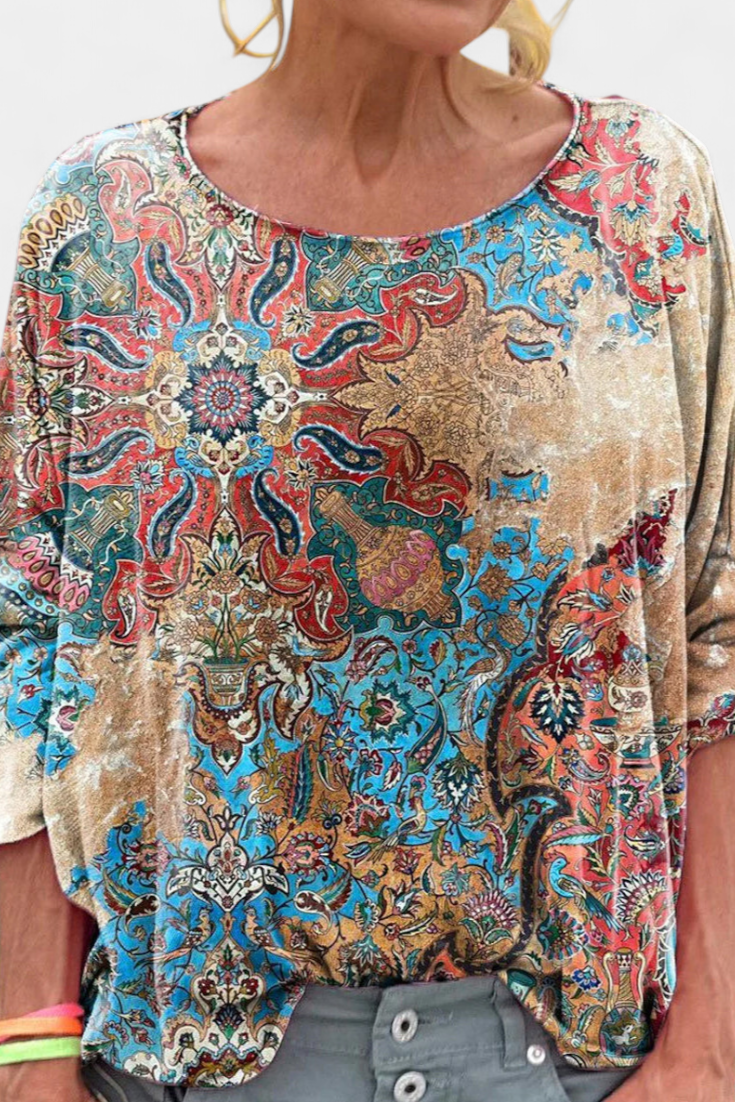 Omari Halenka Volná Boho Retro Vzor Exkluzivní Kousek