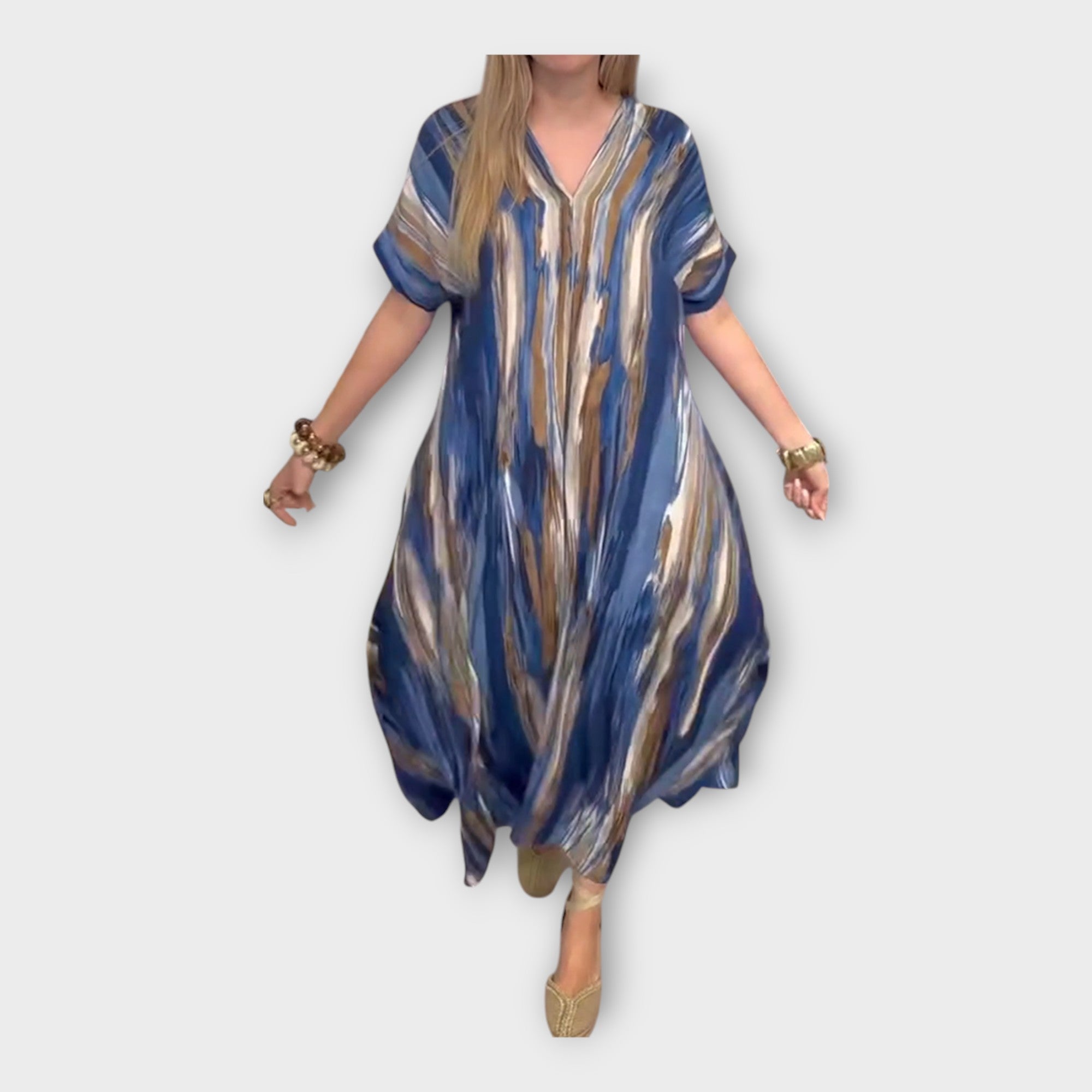 Luxusní Kaftan Dlouhý S V Límem A Širokými Rukávy Kolekce