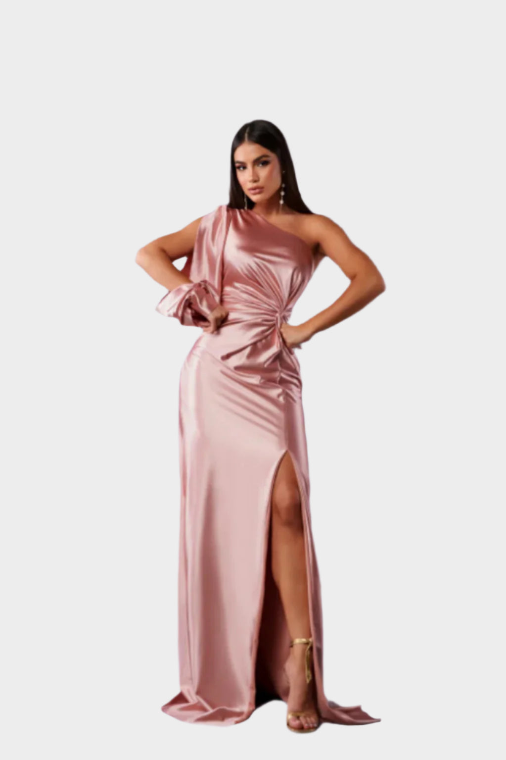 Dlouhé Šaty Luxusní Kolekce Jednoramenné S Uzlem Elegantní