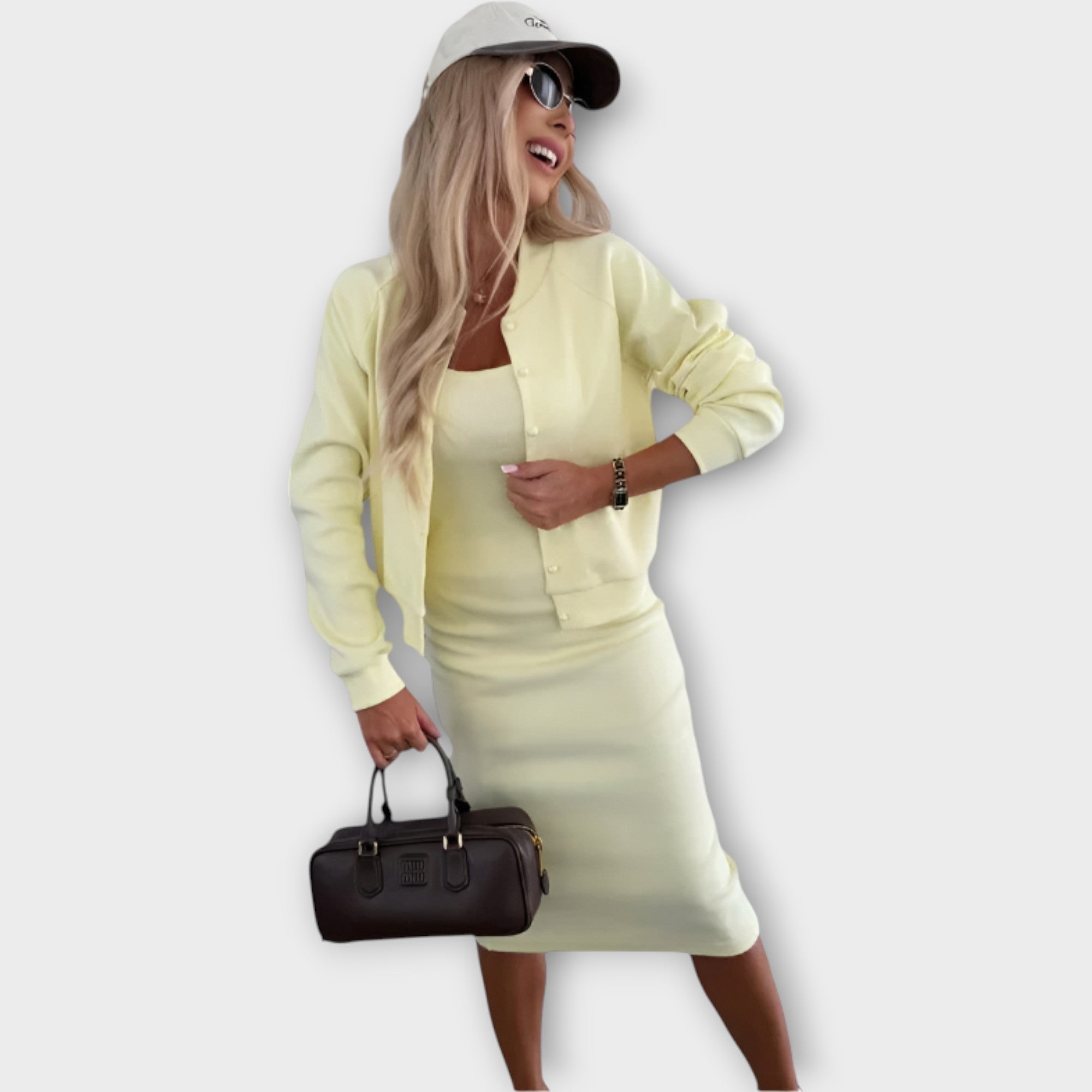 Elegantní Set Šaty a Sako Luxusní Kolekce Exkluzivní