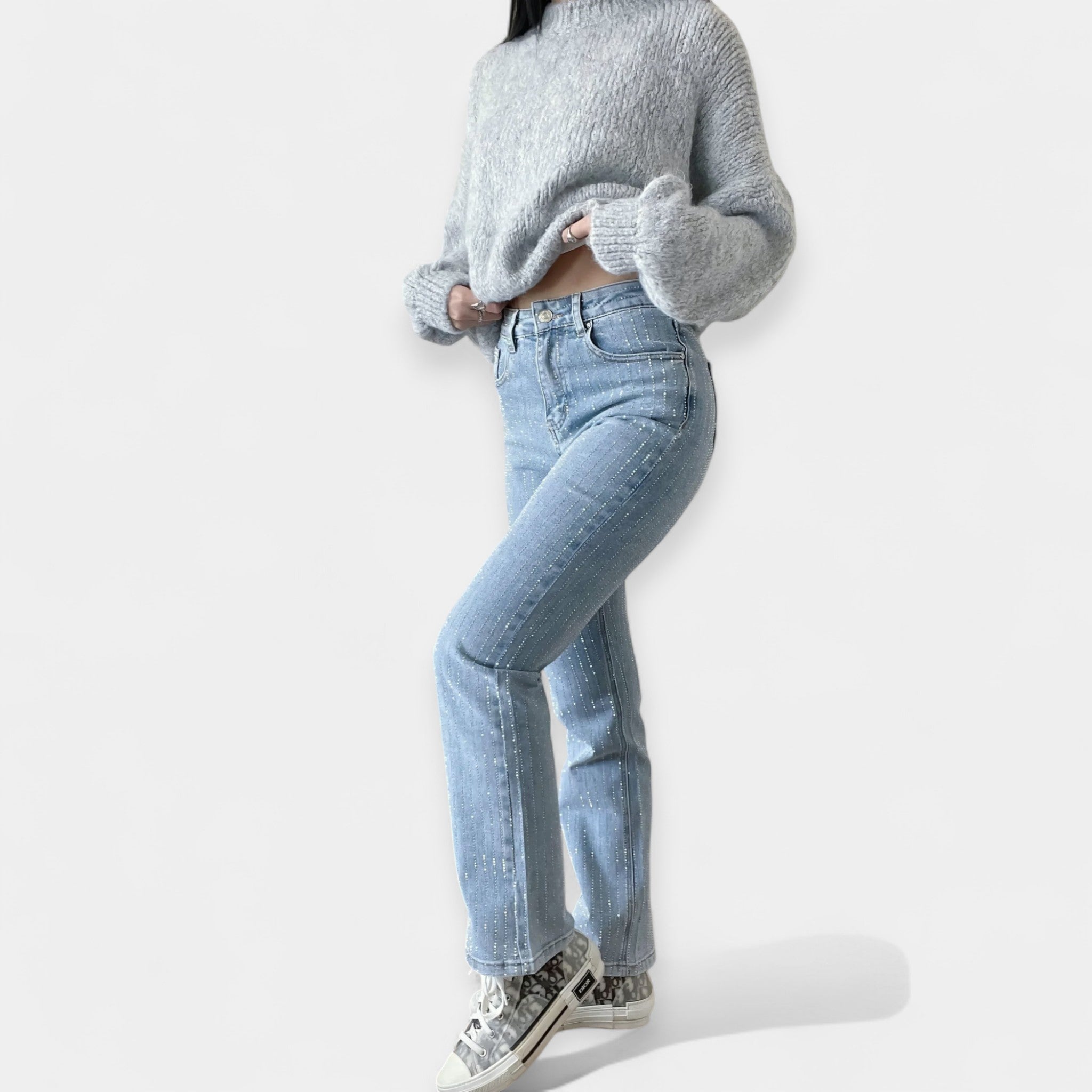 Letní Džíny S Jemným Krystalovým Leskem Exkluzivní Edice