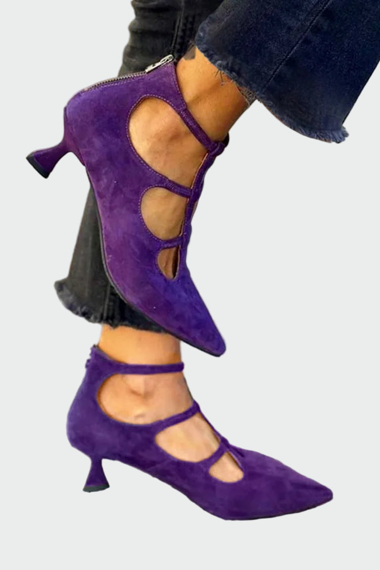 Fialové Retro Lodičky S Nízkým Podpatkem Elegantní Design