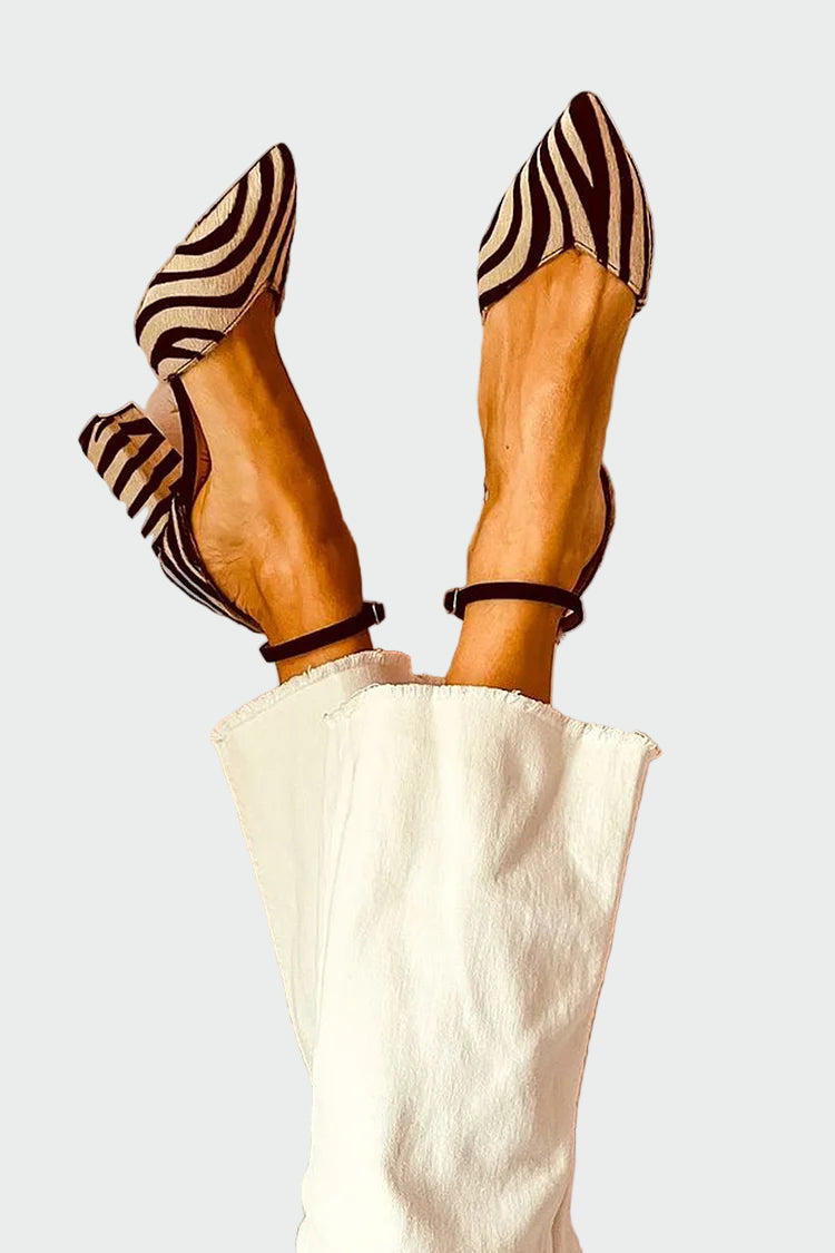 Zebra Lodičky Se Špičkou A Páskem U Kotníku Luxus Exkluzivní