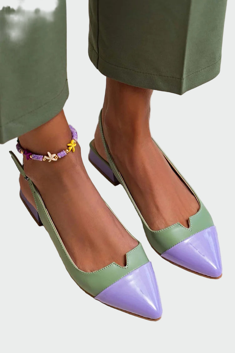 Kožené Slingback Baleríny Dvoubarevný Luxusní Dotek
