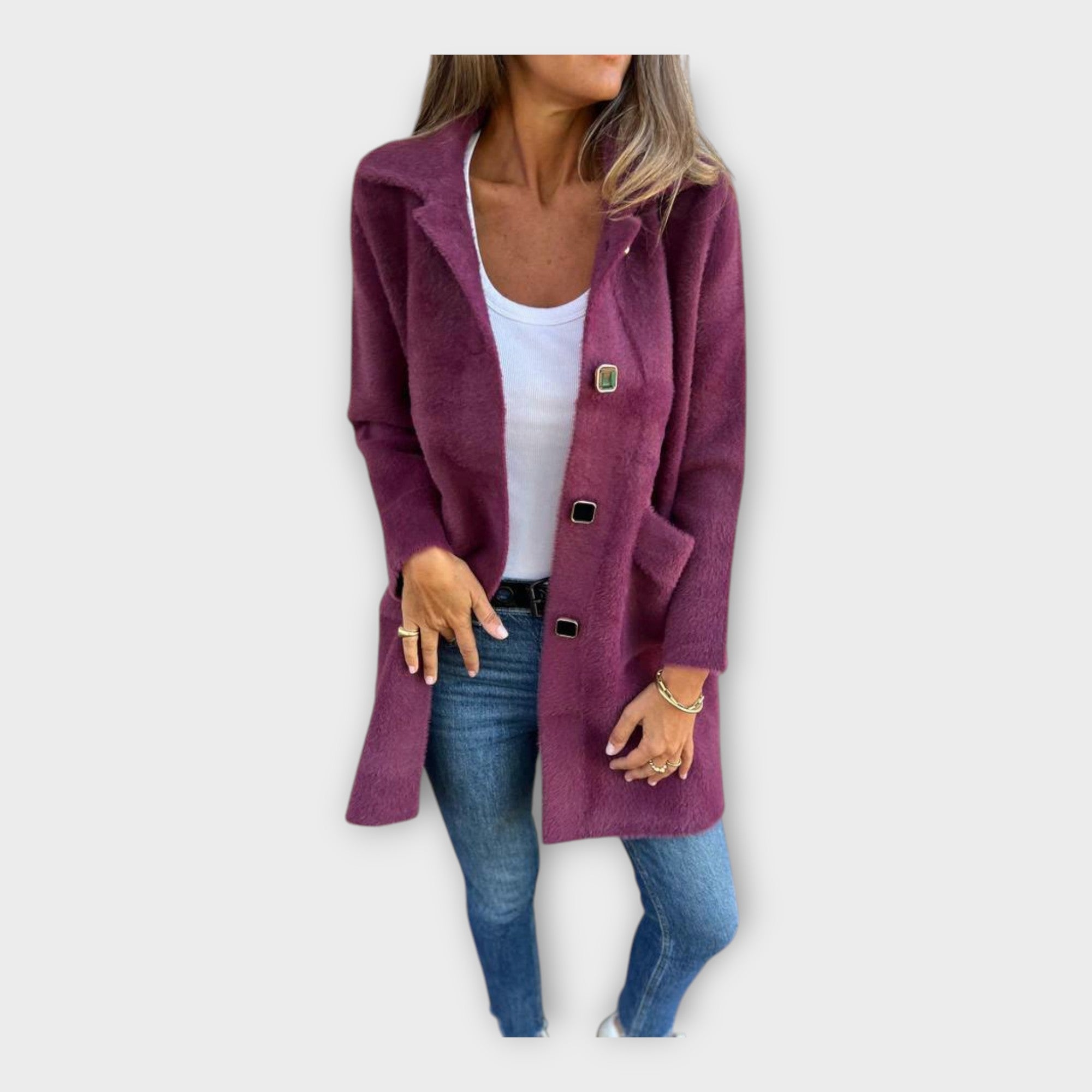 Vlněný Kabát S Elegantním Zapínáním Exkluzivní Edice