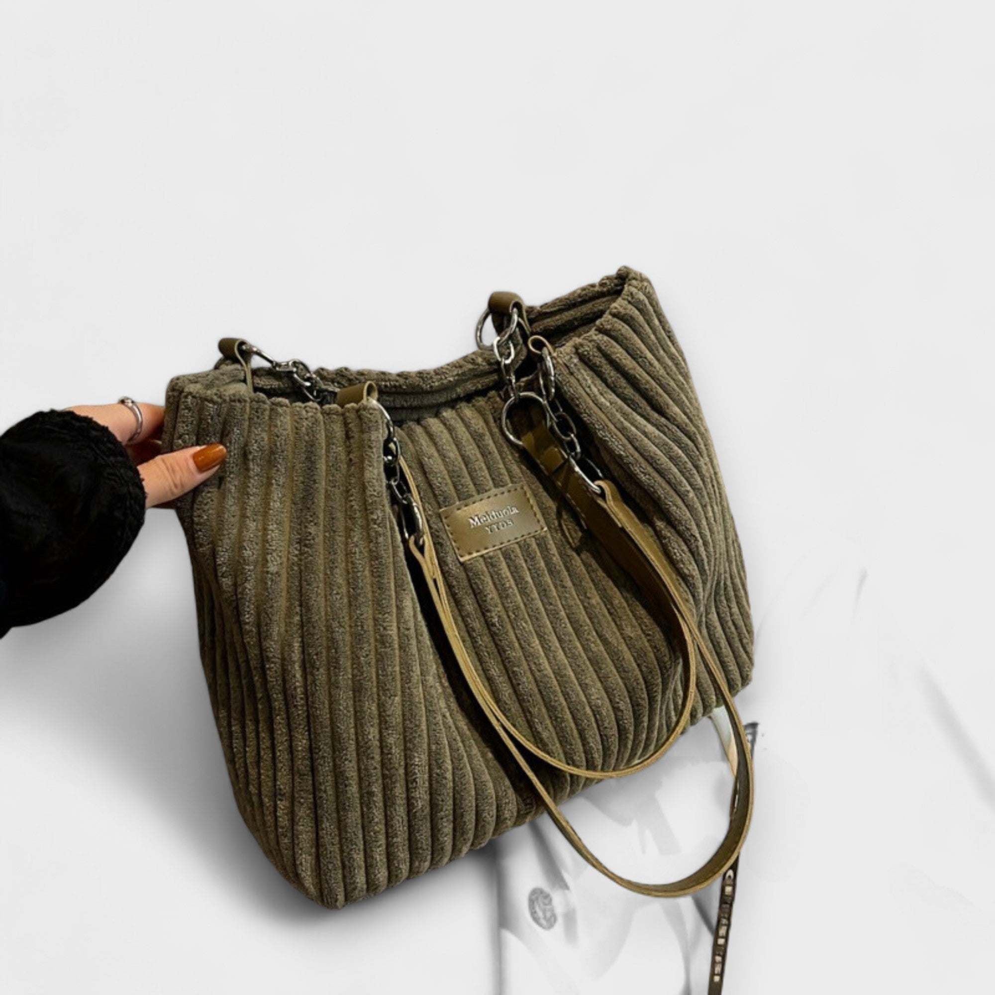 Lora Kabelka Přes Rameno Z Cordu Khaki Exkluzivní