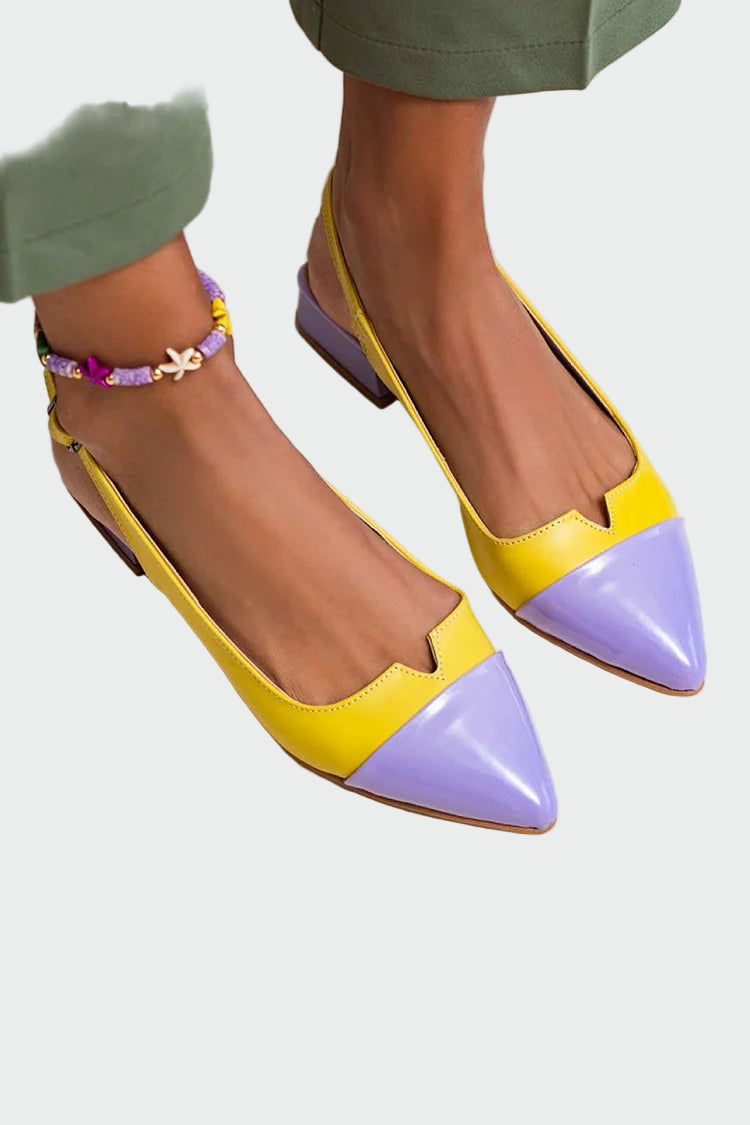 Kožené Slingback Baleríny Dvoubarevný Luxusní Dotek