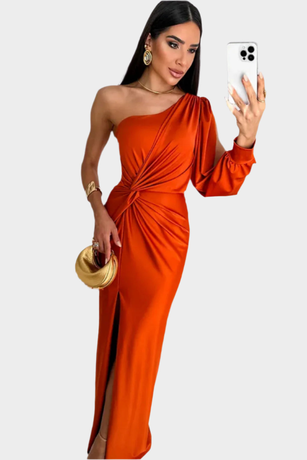 Dlouhé Šaty Luxusní Kolekce Jednoramenné S Uzlem Elegantní